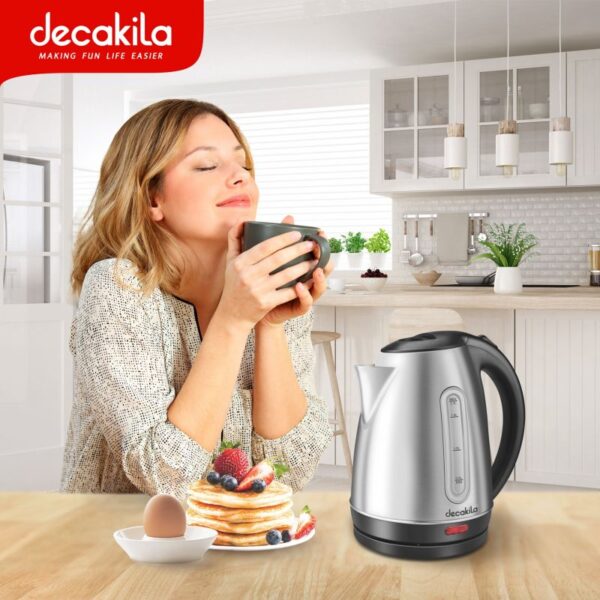 Decakila Kettle 1.7L Electric Jug 2200W Stainless Steel Boil Dry Protection With Working Light Body With Filter Design KEKT004W