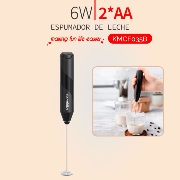 Decakila Milk Frother Handheld Battery Operated AA 1 Button Easy to Start Mini Whisker Foam Maker KMCF035B