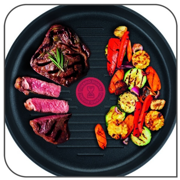 Tefal Unlimited Grill Pan 26x26CM Titanium Non Stick Anti Scratch Safe Non Stick G6 Unlimited Round Grillpan With Pouring Edge Frying Pan Black Cast Aluminum E2294074