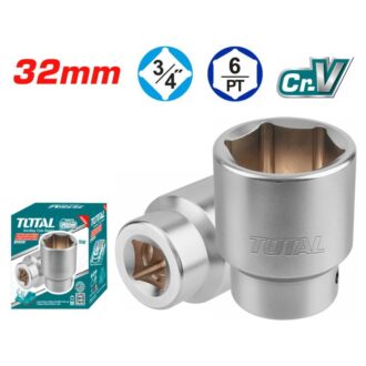Total Socket Spanner Hexagonal 3/4" 32mm for Mechanical, Construction and Automobile Repair Industries, Chromed Plated THHAST34321