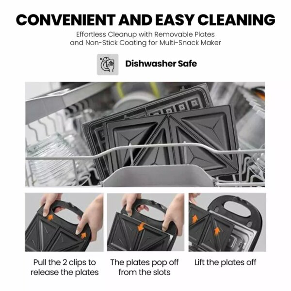 Nikai Sandwich Grill & Multi Snack Maker 750W 2 Slot Non-Stick 7-in-1 Interchangeable Plates for Grill Toaster Pancakes Cookies Waffles Donuts Cupcakes & Nutties Dishwasher Safe - NGT727D