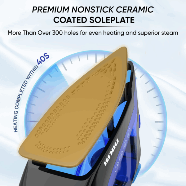 Nikai Steam Iron 1600W 280ml Self-Cleaning Function Non-Stick Soleplate Vertical Steam Dry & Spray Options Adjustable Temp Indicator Light Variable Steam Control NSI858AX