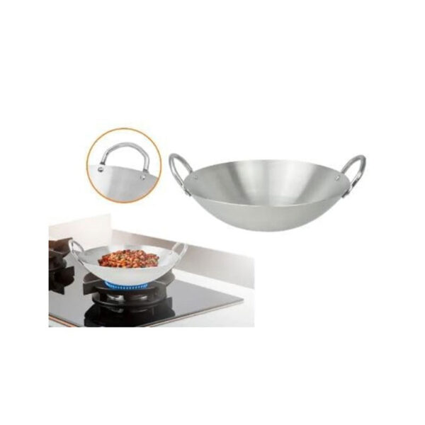 Nadstar Aluminium Karai No4 Heavy Base Aluminum Kadai Deep Frying Kadai with Handle for Kitchen