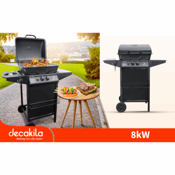 Decakila Barbeque Gas Grill 5.5kW Height 86CM Piezoelectric Ignition With Thermometer KMGS005B