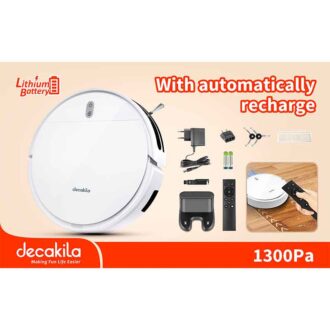 Decakila Robotic Vacuum Cleaner - 1300Pa Gyroscope Style Battery Operated Smart Sensor Protection Smart Quiet Robot Vacuum Mop Gyro Navigation Tangle-free Suction DECABOT06