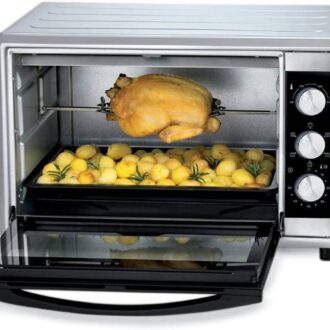 Kenwood 45L Toaster Oven - Oven Toaster Grill Large Capacity Double Glass Door Multifunctional with Rotisserie and Convection Function for Grilling Toasting Broiling Baking Defrosting MOM45.000SS
