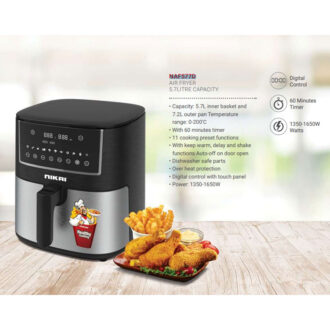 Nikai Air Fryer 5.7L Multifunctional Low Oil Fryer 1650W 11 Cooking Preset Functions Non Stick Coating Pan Overheat Protection Temperature Control Timer Automatic Shut-Off NAF577D
