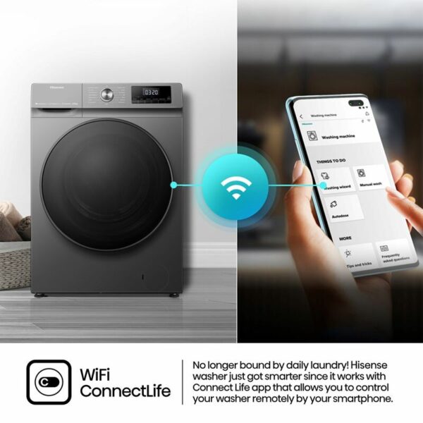 Hisense Washing Machine 8kg & Dryer 5kg Smart WI-FI Connectlife App Inverter Jet Titanium Grey WD3Q8043BT