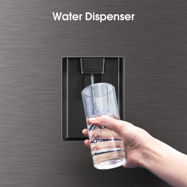 Hisense Refrigerator 262L Bottom Freezer, Water Dispenser, No Frost, Recessed Handle, Titanium Silver H350BTS-WD