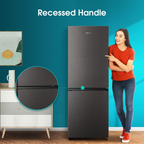 Hisense Refrigerator 223L Double Door, Bottom Freezer, Titanium Silver H300BTS