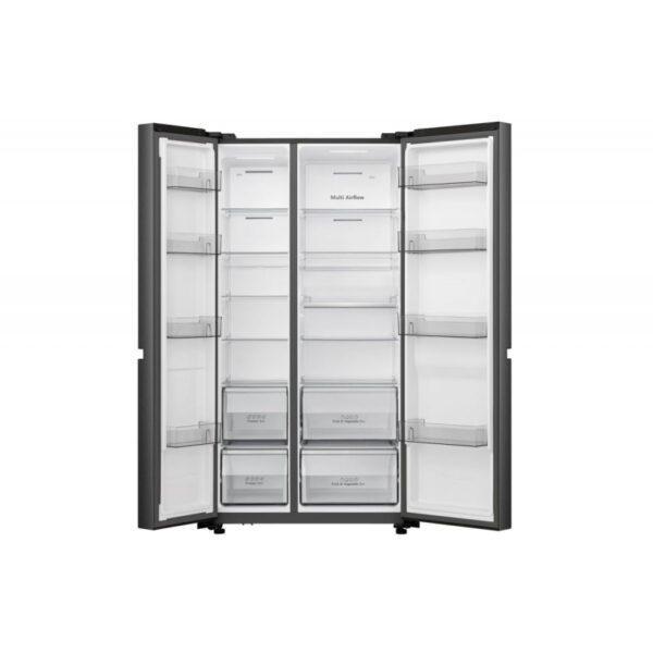 Hisense Refrigerator 637L Side By Side, LED Touch, Wifi + Inverter, Black Stainless Steel H800SB