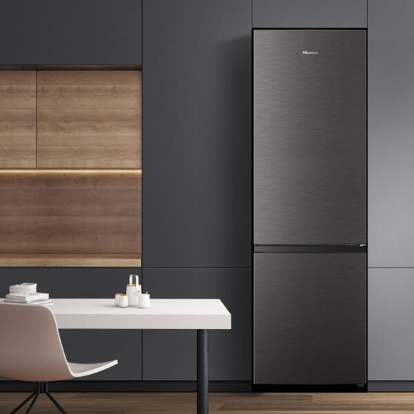 Hisense Refrigerator 264L Bottom Freezer, Double Doors, Titanium Silver H350BTS