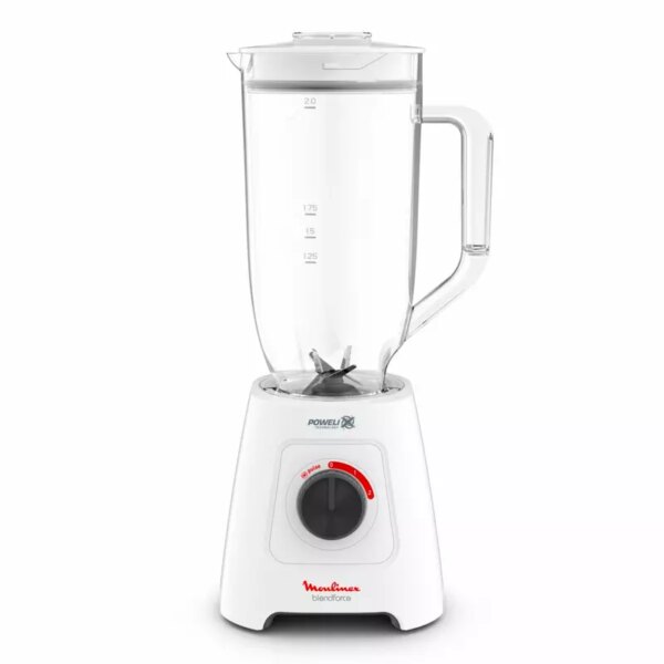 Moulinex Blender 600W BlendForce XXL Jar 2.8 L Blender Smoothie Maker Mixer 2 Attachments 2.8L XXL Plastic Jar 6 Powelix Blades Ice Crush 2 Speeds LM458127