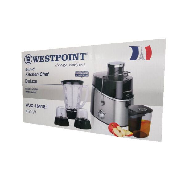 Westpoint Kitchen Chef Food Processor 400W 1.6L Jar 4in1 Blender Grinder Mincer Juicer Stainless Steel WJC-16418.I