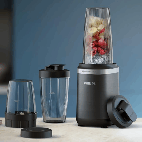 Philips Smoothie Blender 5000 Series 700+500+300ml 1000W with ProBlend Plus Technology, Grinds Coffee Beans & Spices, Compact Design HR2767