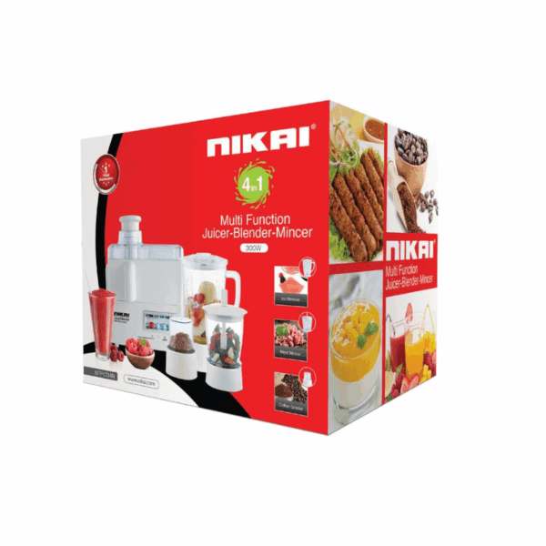 Nikai Juicer and Blender 4in1 300W 1.6L Juicer Blender Meat Chopper Grinder & Pulse Powerful Motor With Thermostat NFP1724N