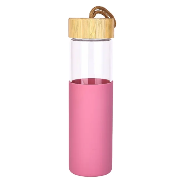 Glass Bottle 650ML Water Bottle Reusable Bottle with Bamboo Lid & Cover 9113-650