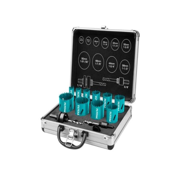 Total Bi-Metal Hole Saw Set, Ergonomic Handles Provide Comfortable Grip for Efficient Drilling TACSH0131