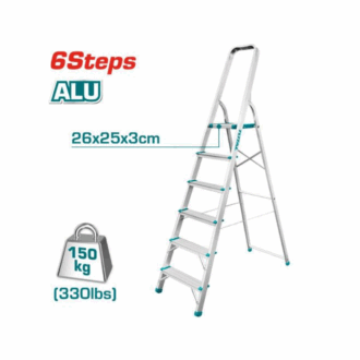 Total Household Ladder with 6 Steps, Aluminium Body THLAD06061