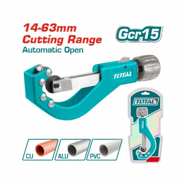 Total Copper, Aluminium & PVC Pipe Cutter 14-63mm with High Quality Blade & Aluminium Knob THT531463