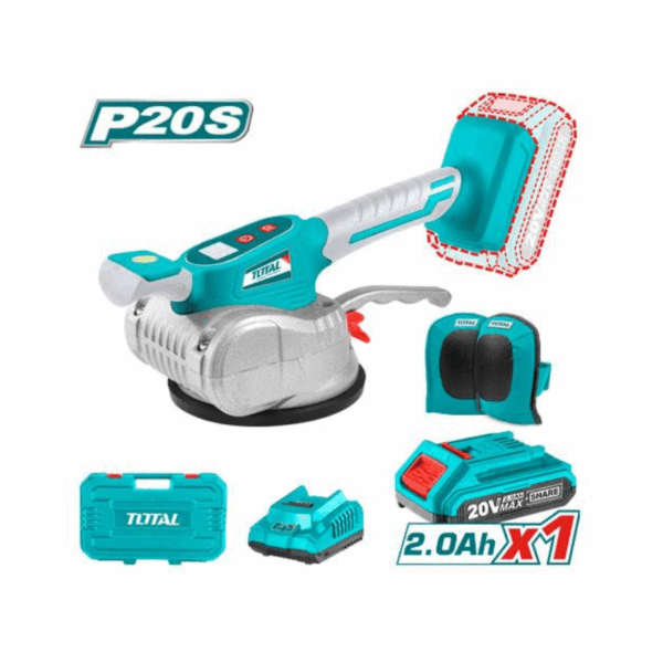 Total Tile Vibration Machine Cordless, Litihium-ion 20V with 12 Speed Adjustment, 2.0Ah Battery & Charger TTVLI20101