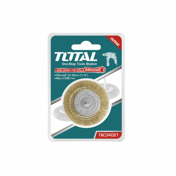 Total Circular Grinding Wire Brush 50mm 2" with Shank 1/4" for Drill TAC34021