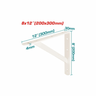 Total Heavy Duty Shelf Bracket 8x12" with 6 Attachment Points, White THDSB0812