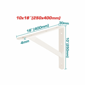 Total Heavy Duty Shelf Bracket 10x16" with 6 Attachment Points, White THDSB1016
