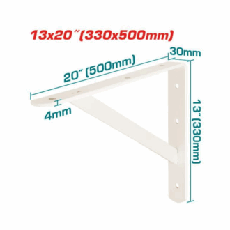 Total Heavy Duty Shelf Bracket 13x20" with 6 Attachment Points, White THDSB1320