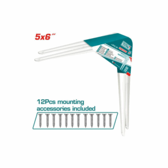 Total Shelf Bracket 2pcs Set 5x6" with 6 Attachment Points, 12 Mounting Screws, White TSB10506