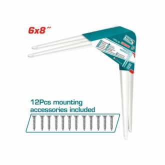 Total Shelf Bracket 2pcs Set 6x8" with 6 Attachment Points, 12 Mounting Screws, White TSB10608