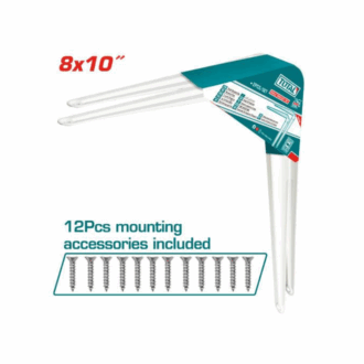 Total Shelf Bracket 2pcs Set 8x10" with 6 Attachment Points, 12 Mounting Screws, White TSB10810
