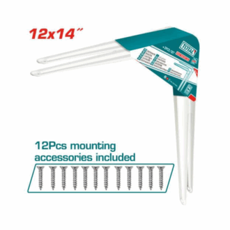 Total Shelf Bracket 2pcs Set 12x14" with 6 Attachment Points, 12 Mounting Screws, White TSB11214