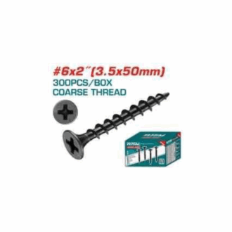 Total Drywall Screw #6x2"(3.5x50mm) Coarse Thread for Gypsum Phillips Drive, Carbon Steel, Phosphatized Black 300pcs Box THWDS621