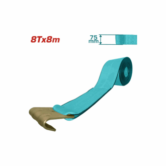Total Winch Strap with Flat Steel Hook 8m x 75mm, 8T for Boat, Truck, Jet Ski & Car Trailers THWS0808
