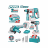 Total Drill Machine Combo Kit 3pcs, Cordless, Lithium-ion 20V 4Ah with Impact Drill, Angle Grinder, Rotary Hammer TOSLI240202