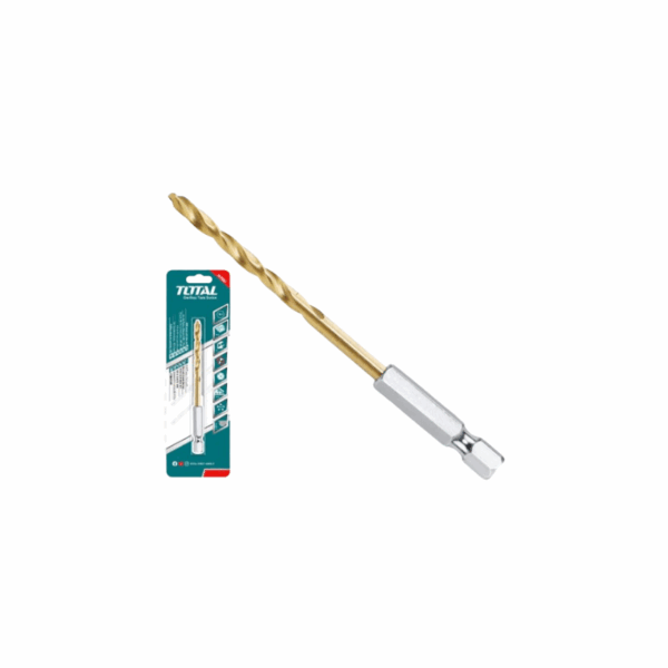 Total HSS Twisted Drill Bit 4mm with Hex Shank, Titanium Finish TAC1140401