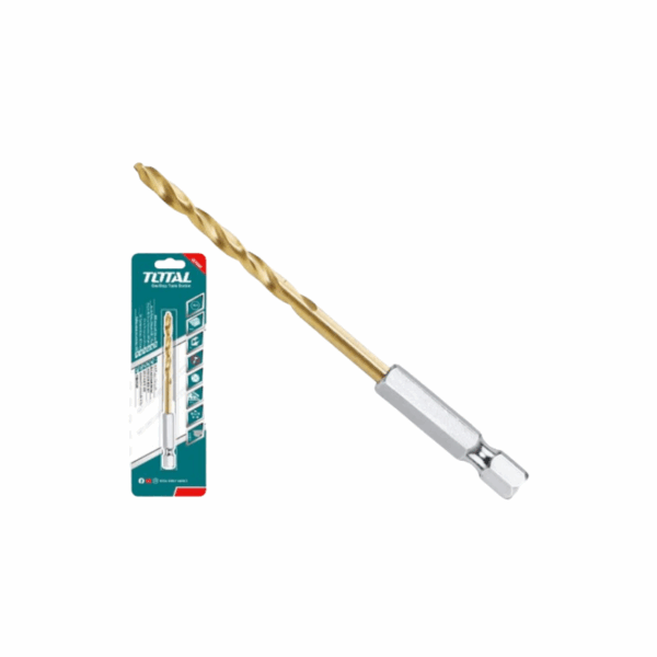 Total HSS Twisted Drill Bit 6mm with Hex Shank, Titanium Finish TAC1140601
