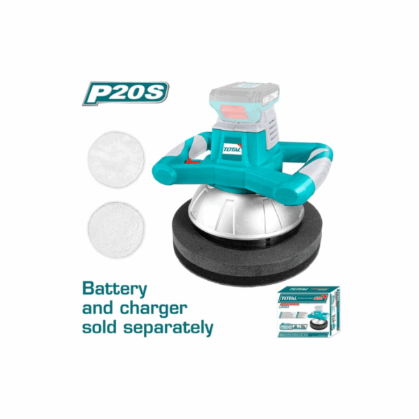 Total Angle Polisher Cordless Lithium-ion 20V with Wool & Towel Polishing Bonnet TOPLI2001