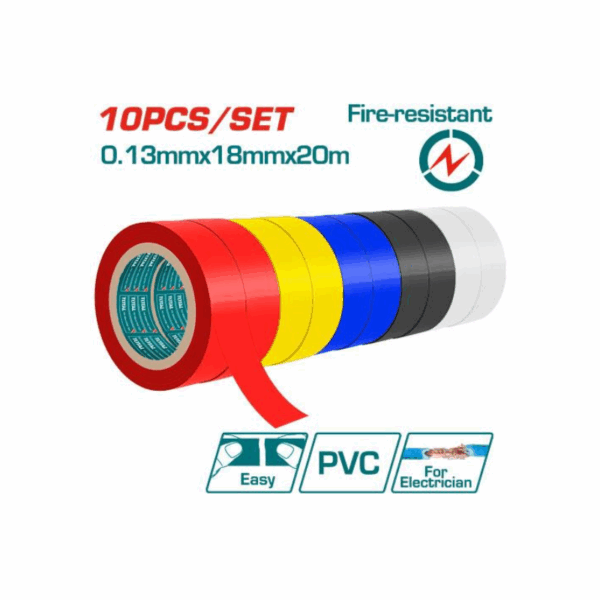 Total PVC Insulating Tape Multicolor 20m 10pcs Set THPET1013