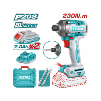 Total Cordless Impact Driver 230Nm Lithium-ion 20V with Screwdriver Bits, Battery & Charger TIRLI2023