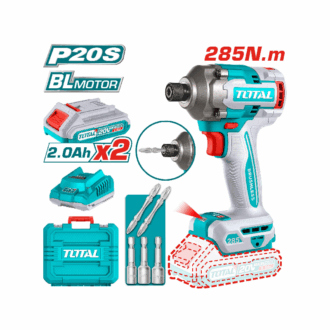 Total Cordless Impact Driver 285Nm Lithium-ion 20V with Screwdriver Bits, Nut Setters, Battery & Charger TIRLI2028