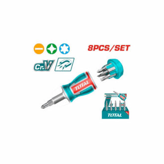 Total 8in1 Stubby Screwdriver Set with Handle & Screwdriver Bits TACSDS0706