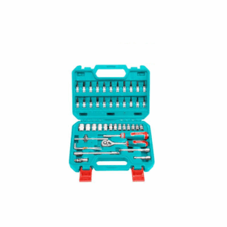 Total Socket Set 1/4" with Three Colour Soft Handle, Chromed Plated, Heat Treated THT141462 (Pack of 46pcs)