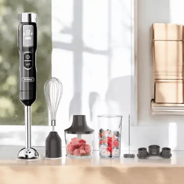 Total 5in1 Cordless Hand Blender Set 100W DC 16V Lithium-ion with 5 Speed Control, LED Display, Steel Blades TJB056K