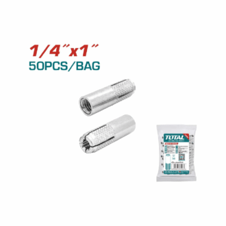 Total Drop-In Anchor Plug 1/4"x1" Carbon Steel, Zinc Plated Finish THWDA1411 (Pack of 50pcs)