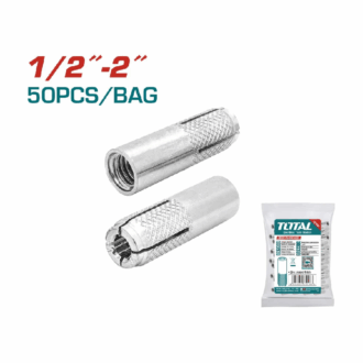 Total Drop-In Anchor Plug 1/2"-2" Carbon Steel, Zinc Plated Finish THWDA1221 (Pack of 50pcs)