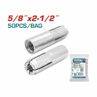 Total Drop-In Anchor Plug 5/8"x2-1/2" Carbon Steel, Zinc Plated Finish THWDA582121 (Pack of 50pcs)