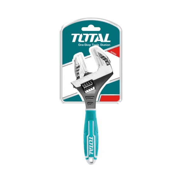 Total 2in1 Adjustable Wrench 250mm with Pipe Wrench Function, 2pcs Jaw Protector THT10210G
