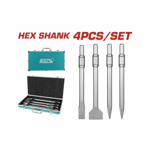 Total 4pcs SDS Hex Chisel Bit Set TAC0304375